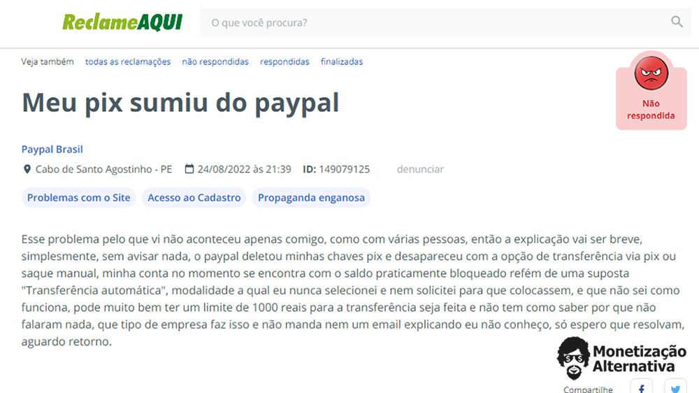 paypal no reclame aqui